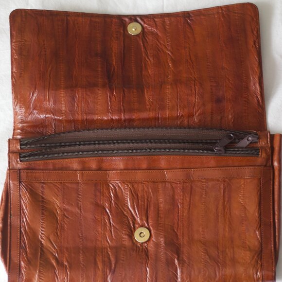 Vintage Large 100% Eel Leather Clutch - Picture 2 of 4